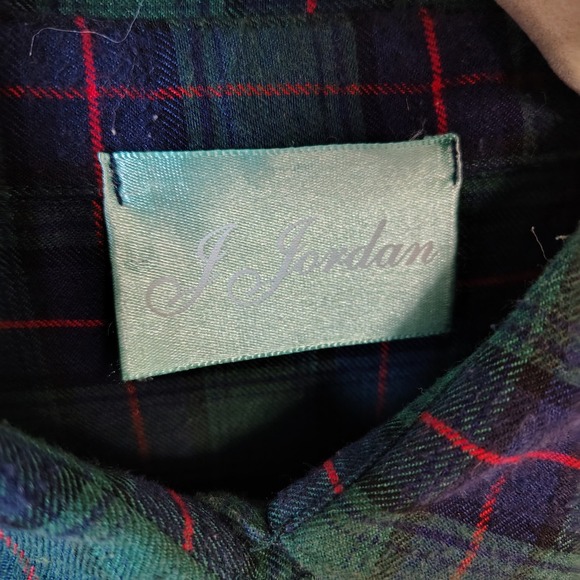 Umgee Flannel Shirt Women's Size Small Embroidered Green Blue Plaid Oversized - Picture 3 of 7